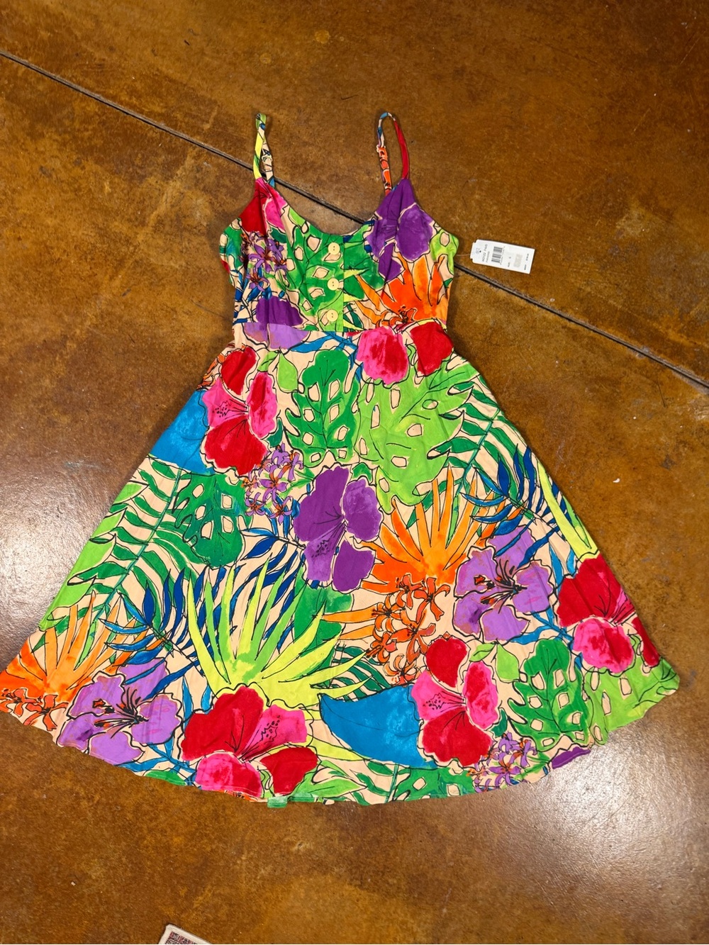 Jams world paradise Hawaiian floral print midi dress size small NWT